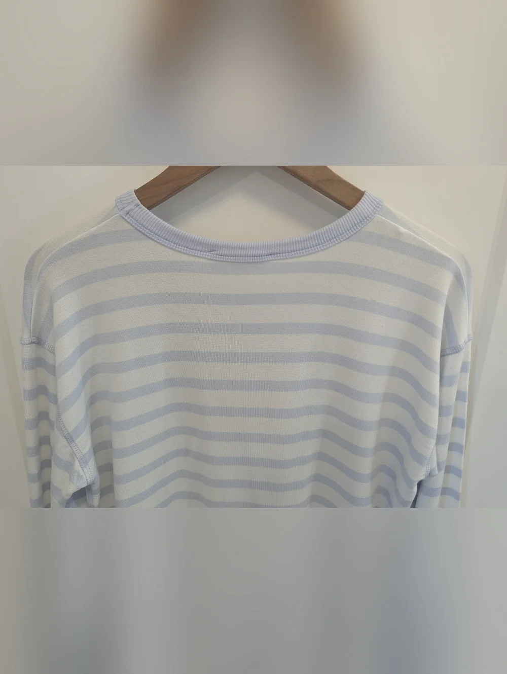 Workshop Republic Clothing Light Blue and White Striped Crewneck Sweatshirt - Picture 4 of 8